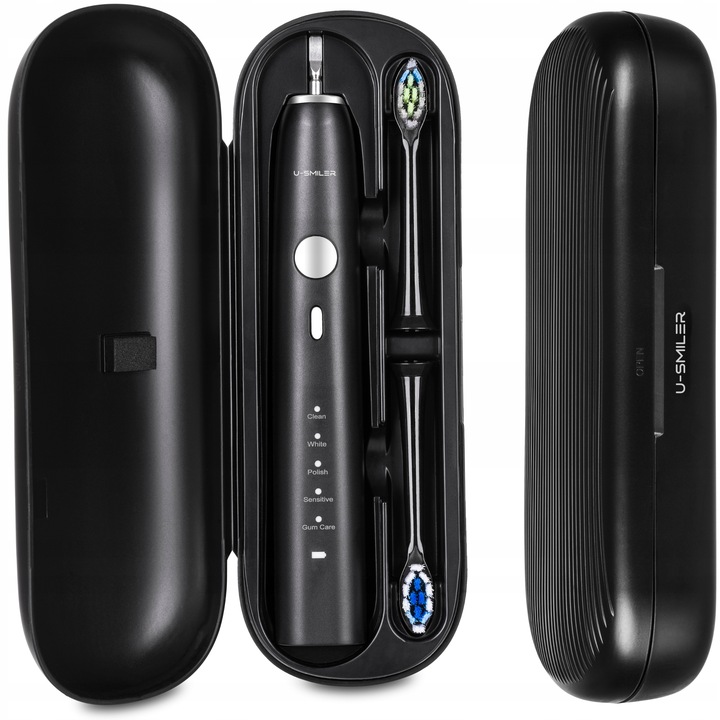 SZCZOTECZKA SONICZNA DO ZĘBÓW ELEKTRYCZNA U-SMILER IPX8 ETUI 2 KOŃCÓWKI PRO Prędkość maksymalna 84000 obr./min