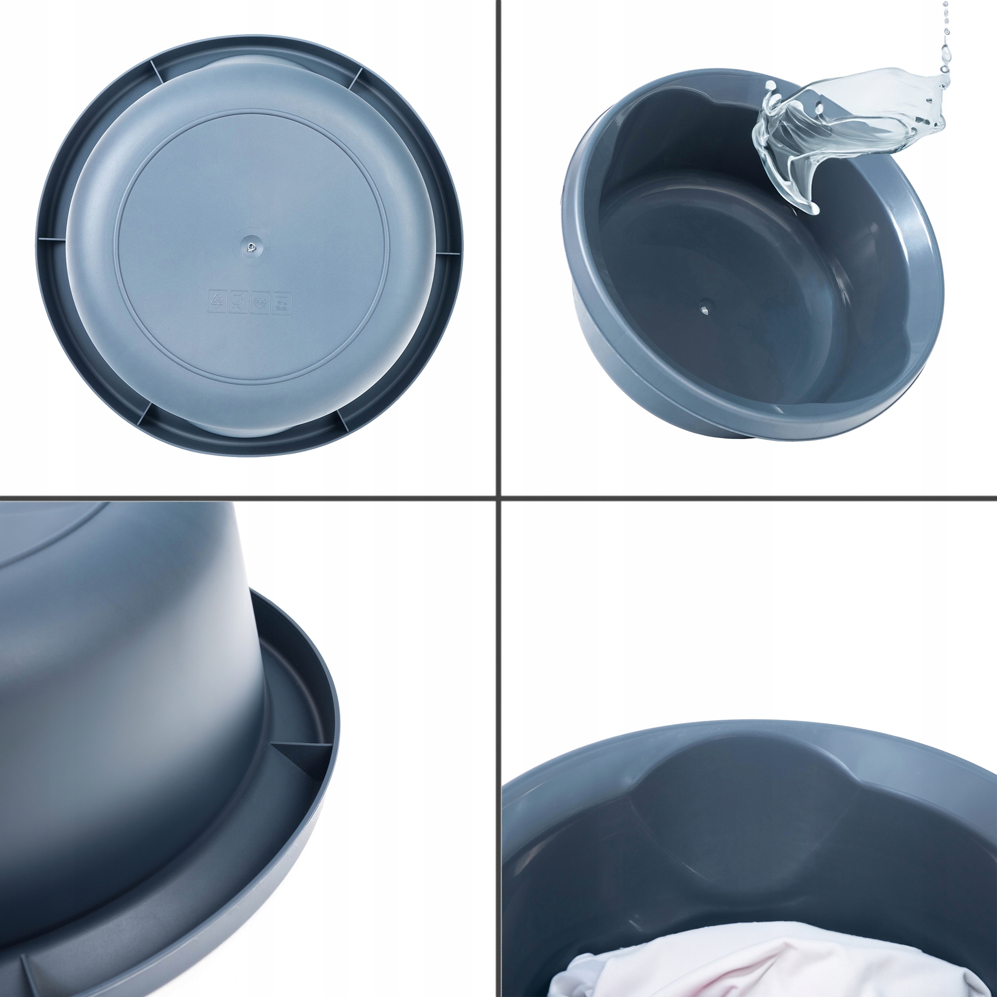 MISKA PLASTIKOWA 2L NA PRANIE CIEMNOSZARA Szerokość produktu 22 cm