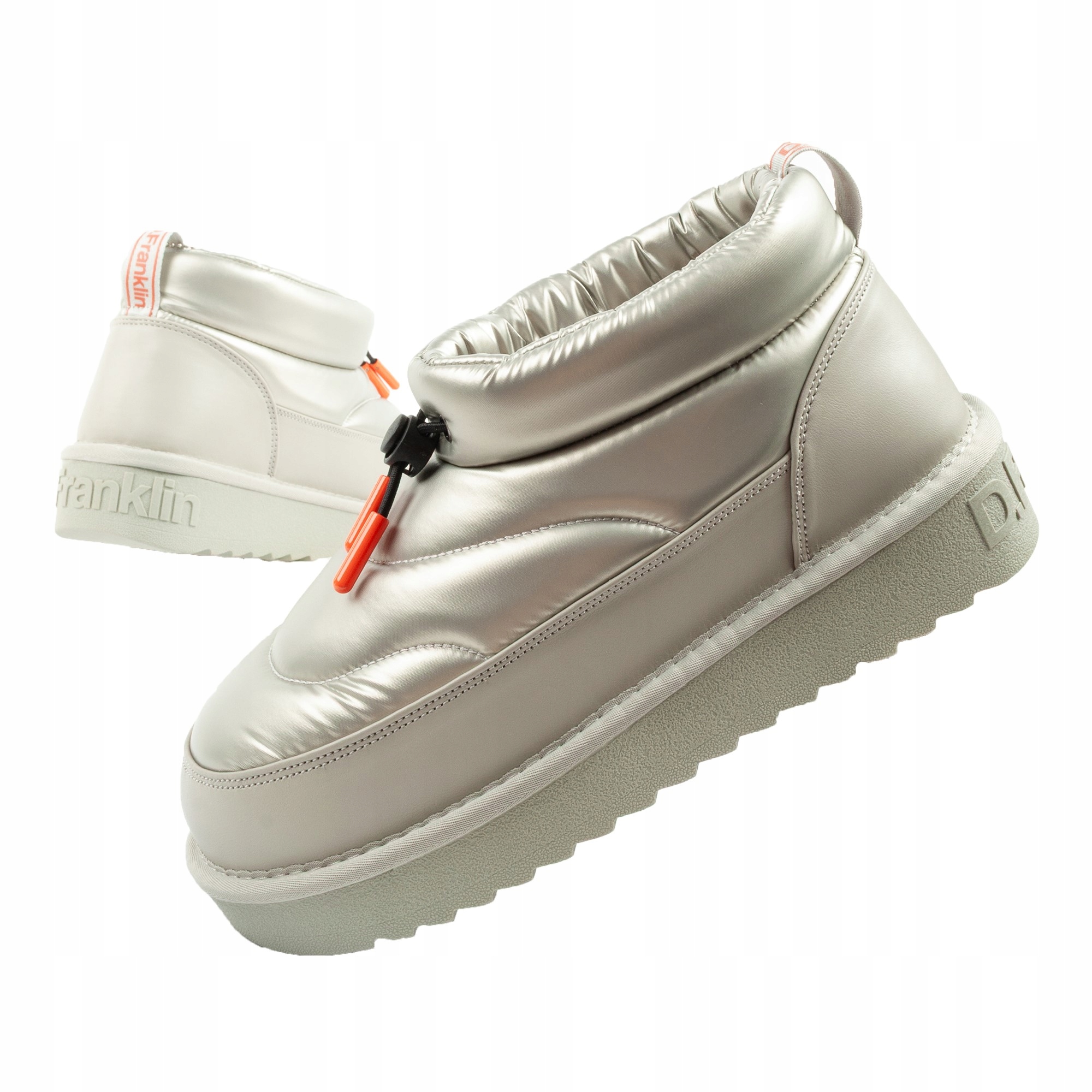 Dámské zimní sněhule D.Franklin vel.37, módní zateplené kotníkové boty, stříbrné