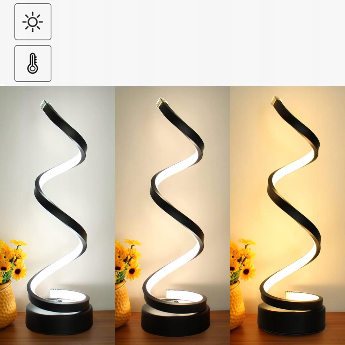 LAMPKA NOCNA LED SPIRALNYM DESIGNIE DO SYPIALNI ŚCIEMNIANA LAMPA STOŁOWA Stan opakowania oryginalne