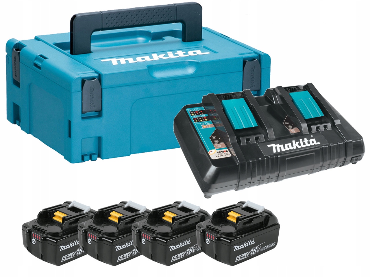 Makita Zestaw Zasilający 18V Makpac 4 xakumulator BL1850B ładowar DC18RD