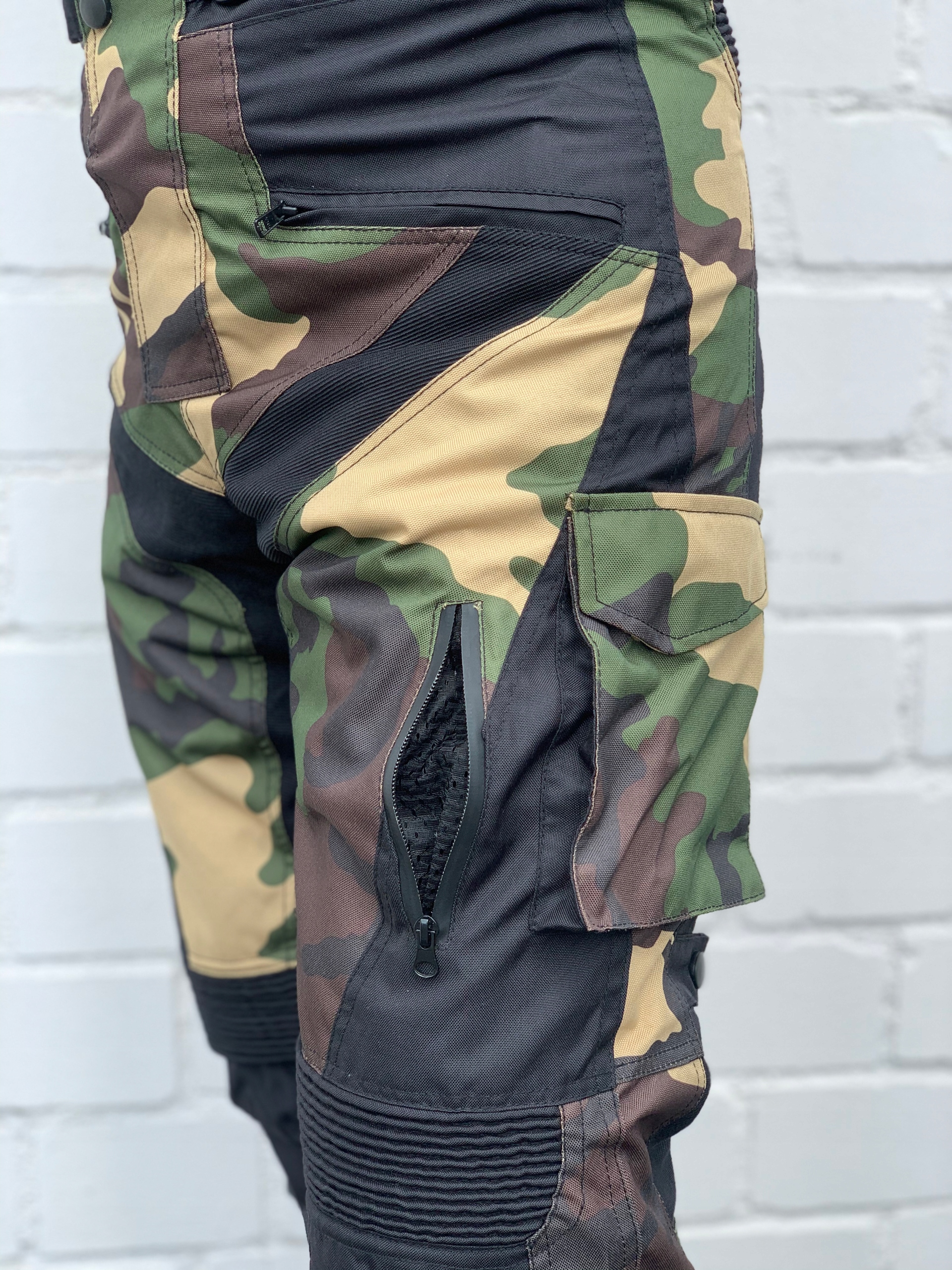 Spodnie Motocyklowe Wstawki Zielone Moro NOWOŚĆ! M Producent BC101