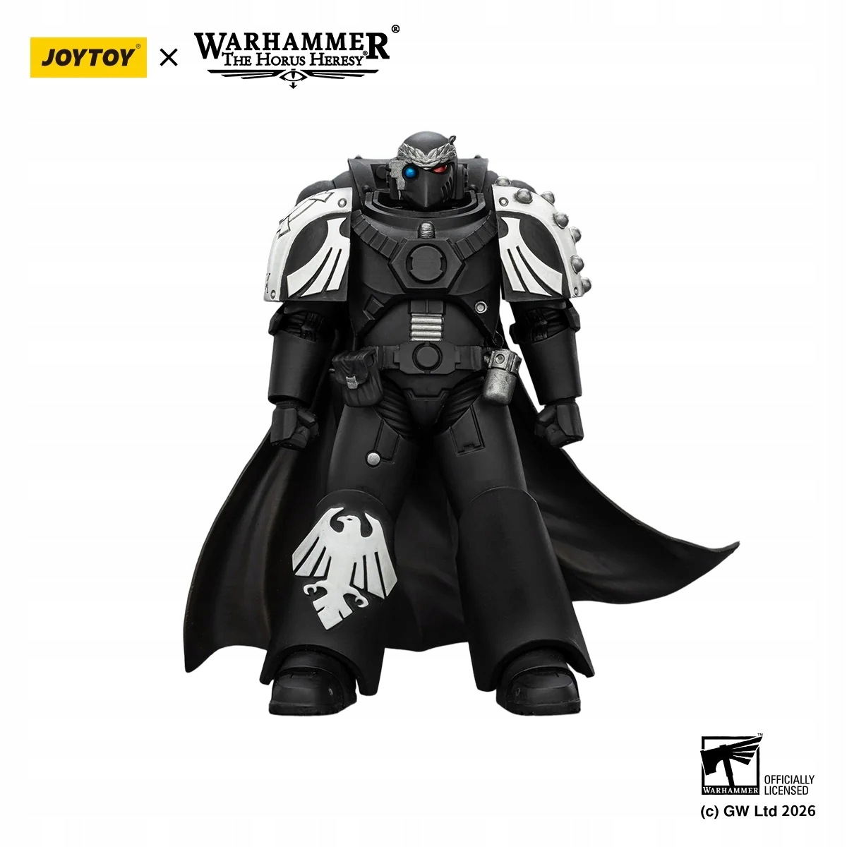 Figurka Mor Deythan z Raven Guard s puškou Nemesis z Warhammeru 40k v měřítku 1/18.