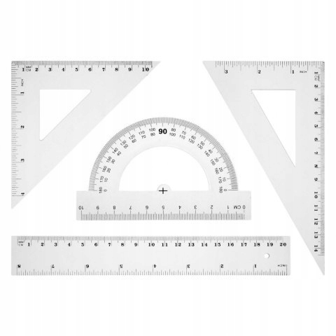 

Zestaw geometryczny kątomierz ekierka linijka 20cm