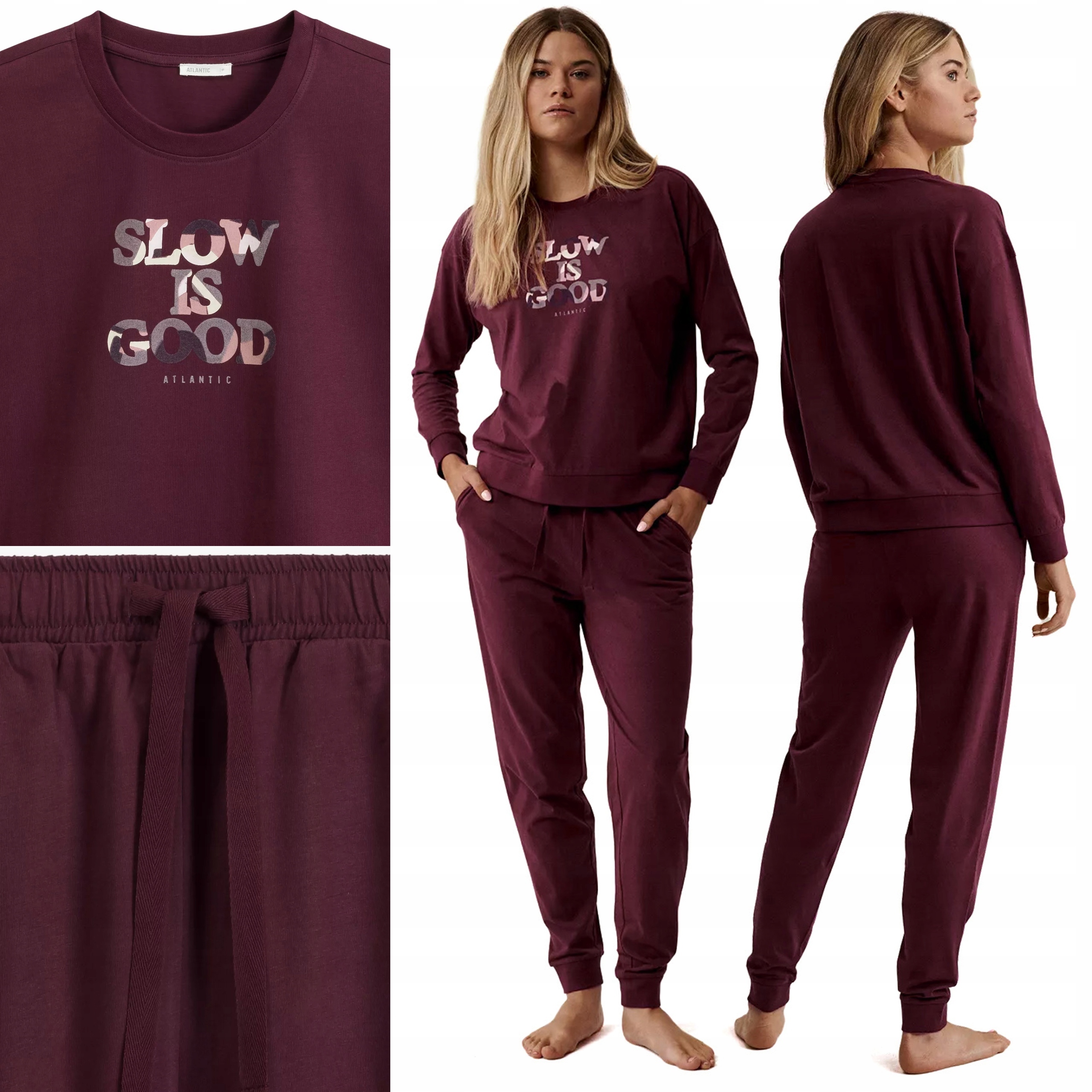 Dámské Pyžamo Atlantic NLP-499 Domácí Tepláková Souprava 100% Bavlna S