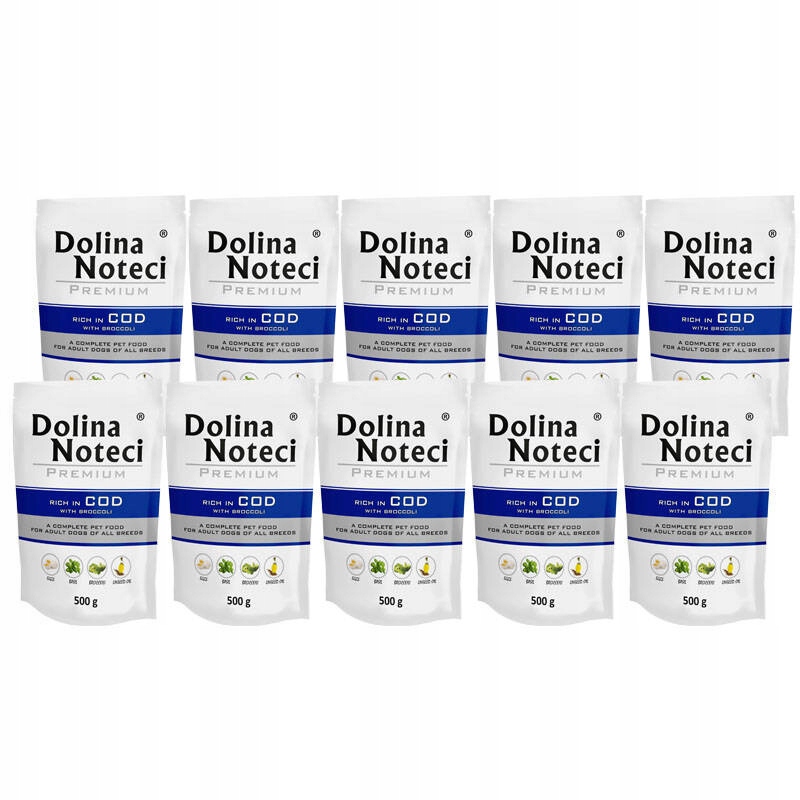 Krmivo pro psy Dolina Noteci Premium bohaté na tresku sada 10 x 500 g