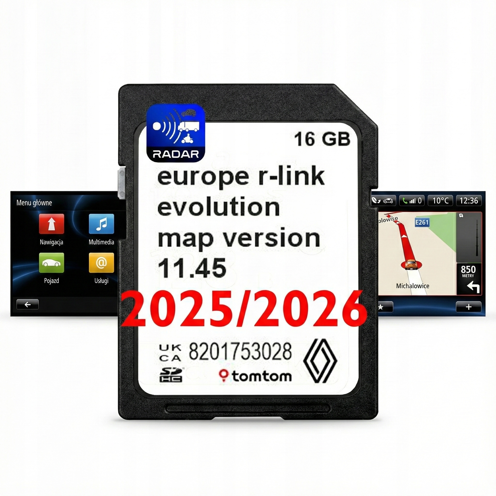 Mapa Renault Tomtom R-link Evolution Live 2025/2026 11.45 Europa Fotoradary