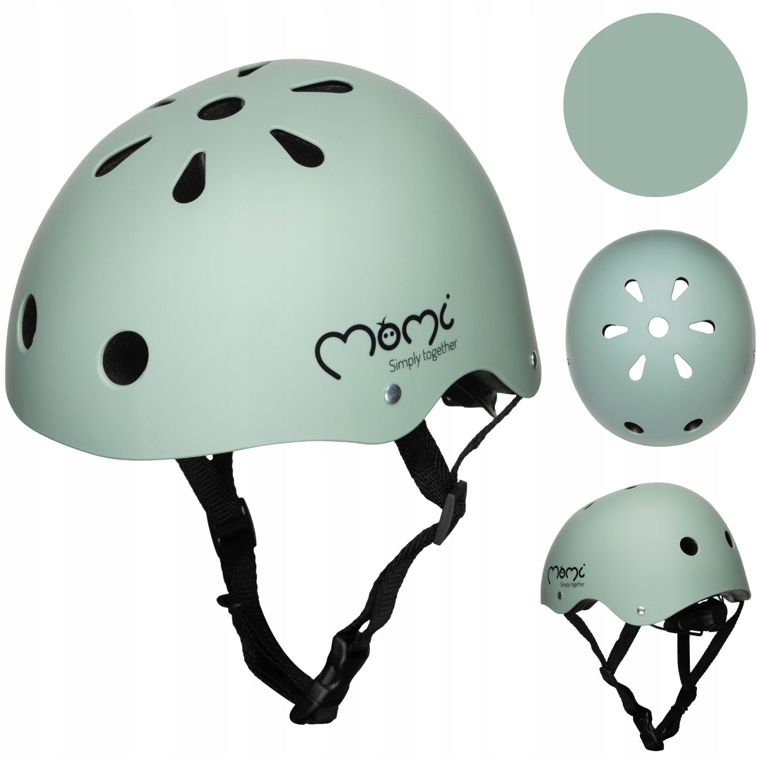 Kask dziecięcy MoMi MIMI zielony ABS EPS CE 47-58 cm