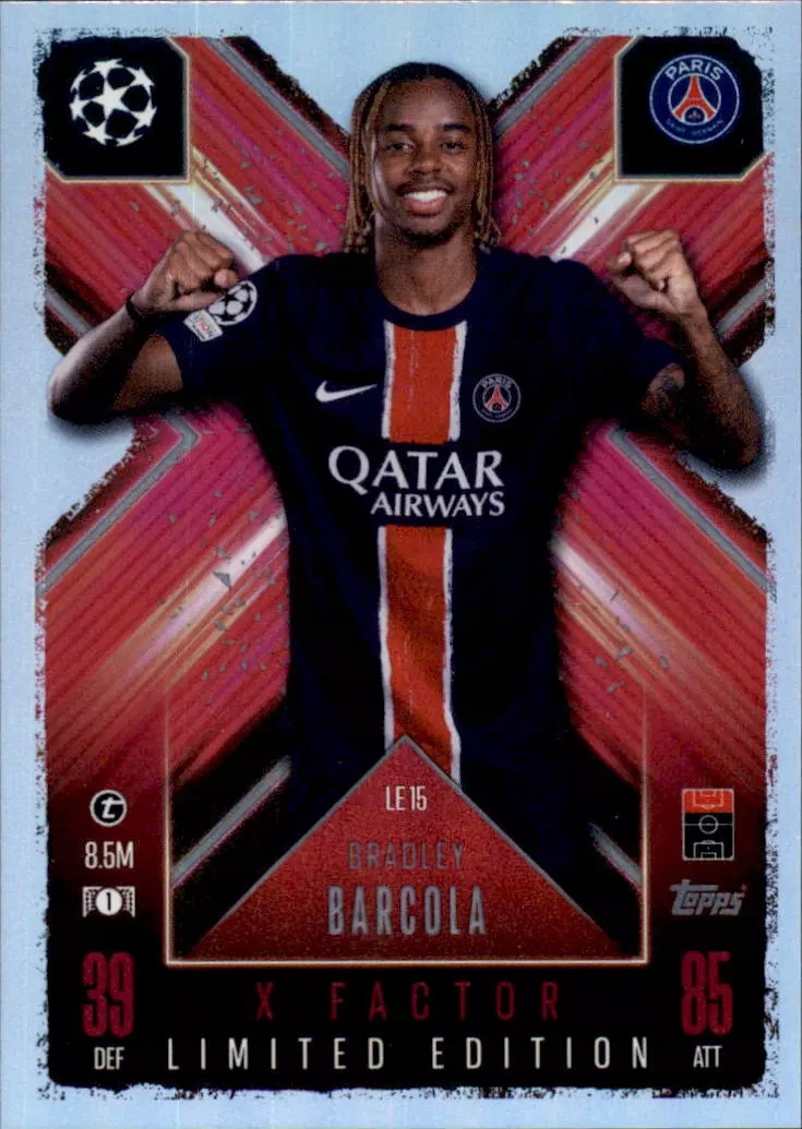 Topps Match Attax Extra 2025 X Factor Limited LE15 Bradley Barcola Psg
