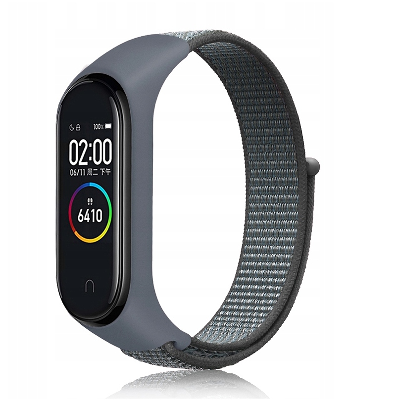 Nylonowa Opaska do Xiaomi Mi Band 3 4 5 6 7 Trwały Stonowany Szary Pasek