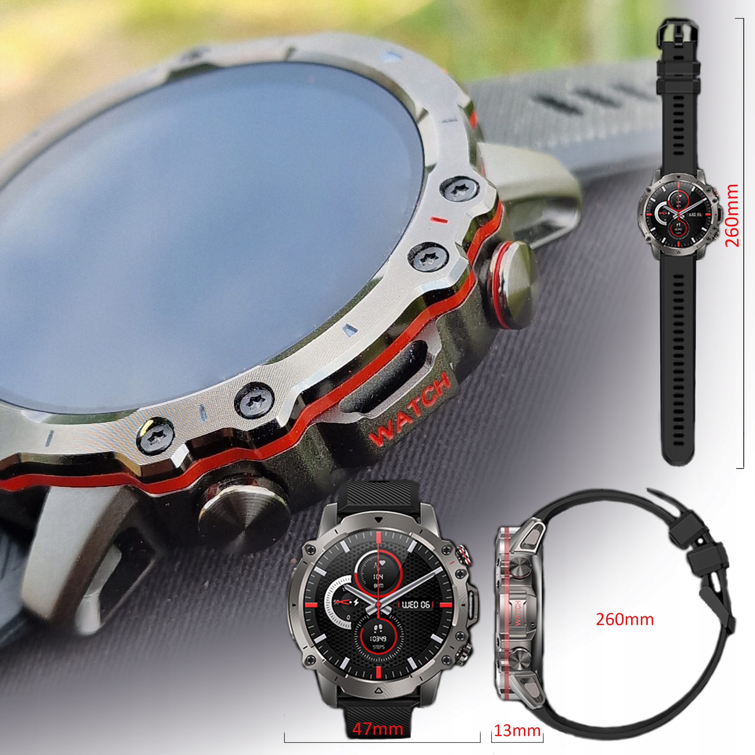 SMARTWATCH ZEGAREK AMOLED MĘSKI SPORT PULS ROZMOWY SMART WATCH WODOODPORNY Język instrukcji angielska polska