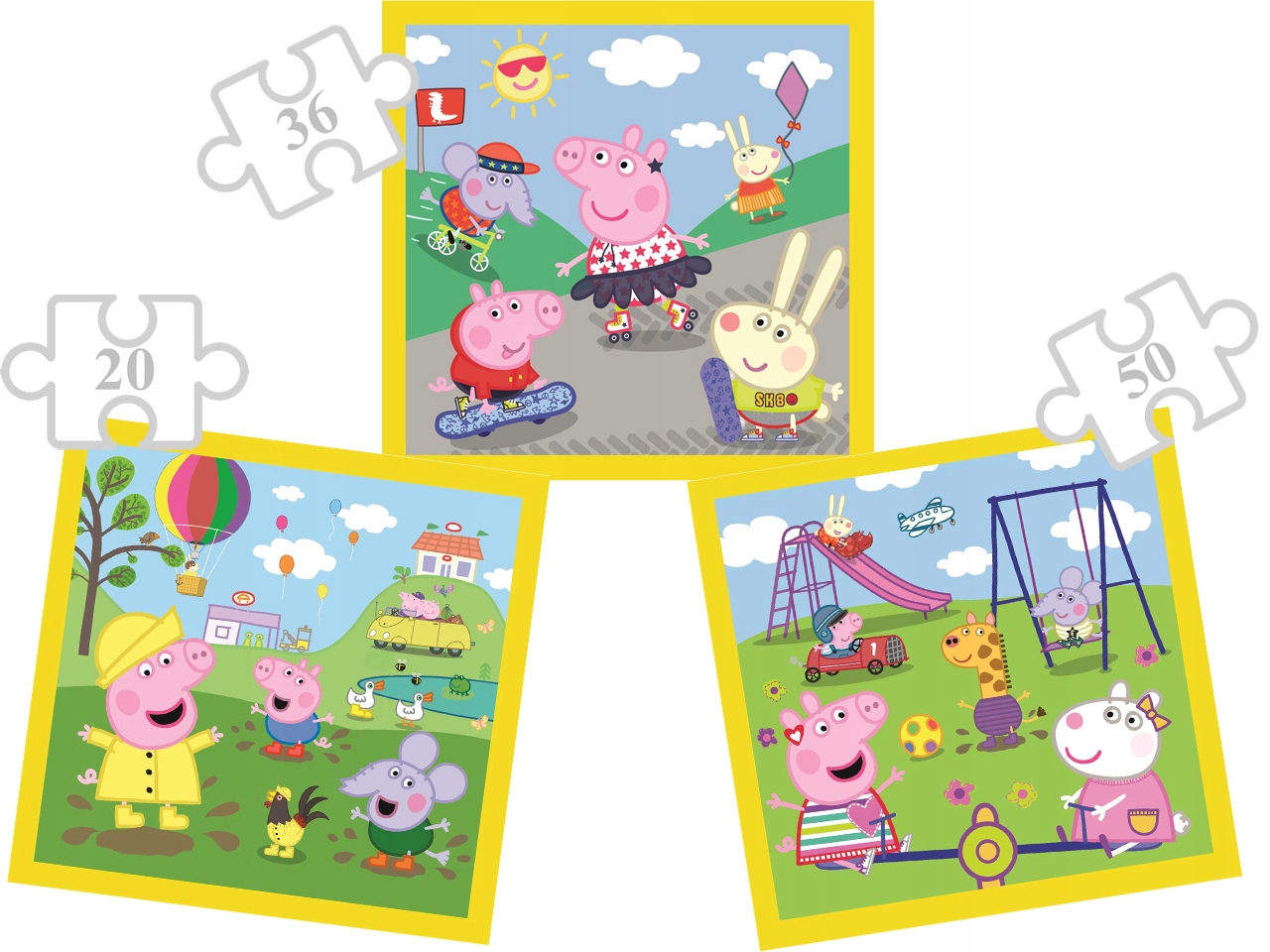 TREFL Puzzle 3w1 ŚWINKA PEPPA Wesoły dzień PEPPY Marka Trefl