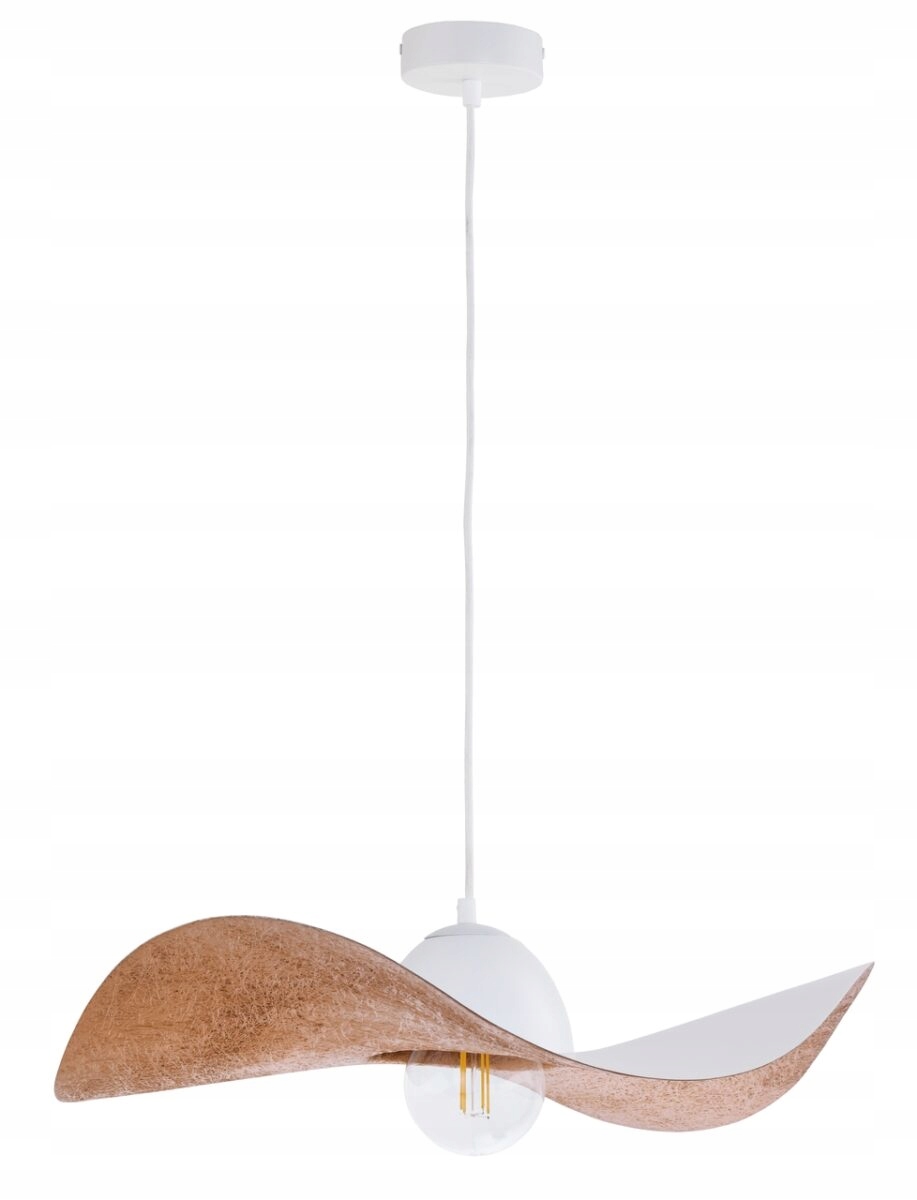 Závesná dekoratívna lampa v tvare klobúka biela medená 55 cm Sigma