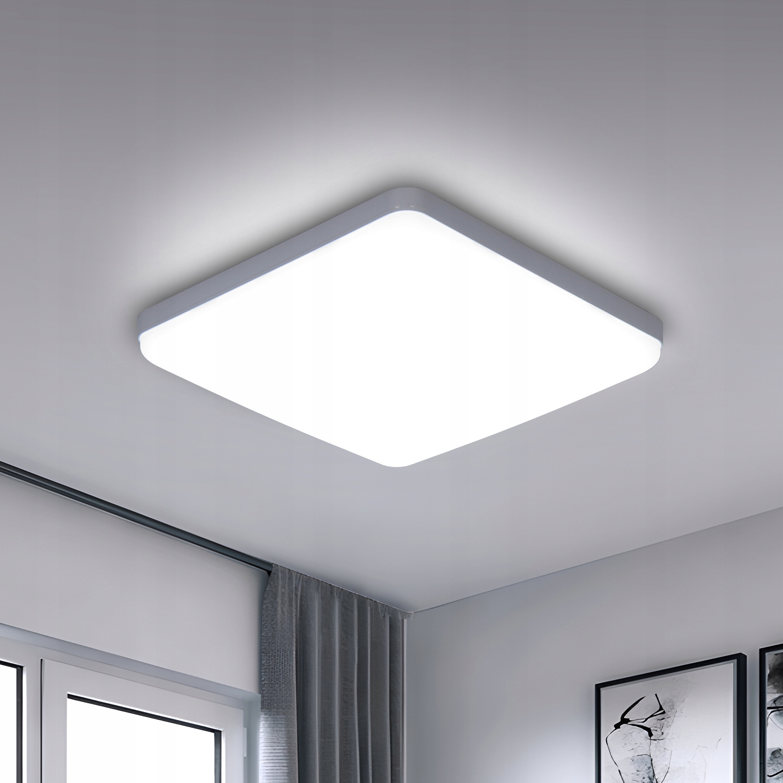 LAMPA ŁAZIENKOWA SUFITOWA PLAFON LED BIAŁY NOWOCZESNY 6500K IP44 36W
