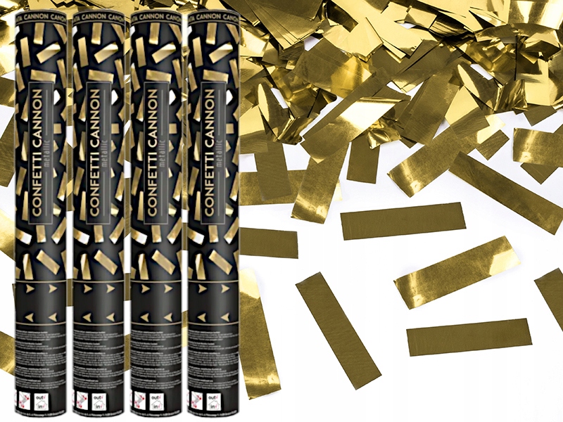 TUBY STRZELAJĄCE ZŁOTE KONFETTI PASKI NA IMPREZĘ URODZINY ŚLUB WESELE 40cm