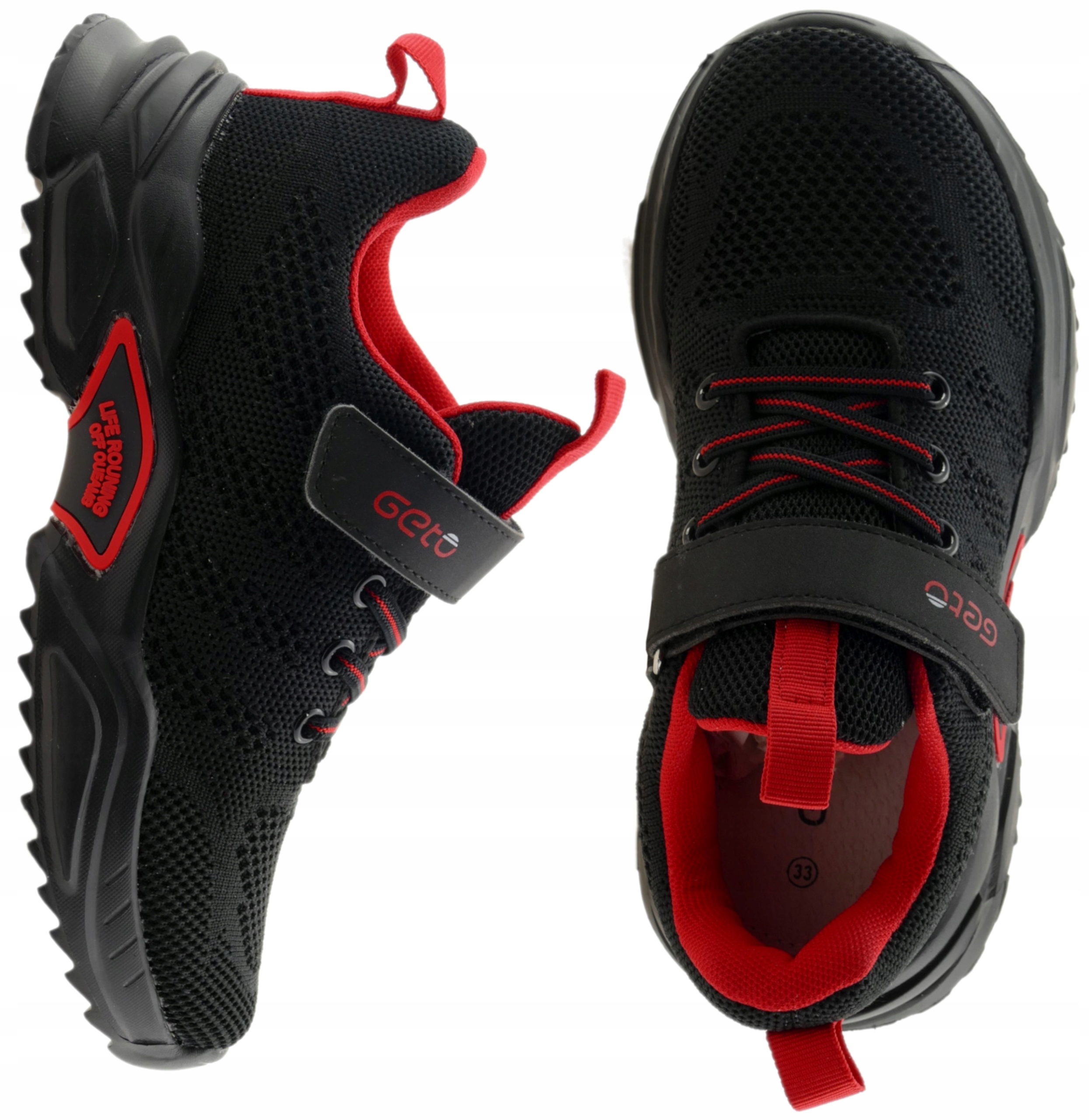 ADIDASY CHŁOPIĘCE BUTY DZIECIĘCE SPORTOWE TRAMPKI NA RZEPY SIATKA CZARNE 33