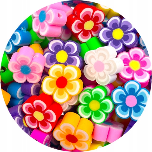 MIKS KORALIKI FIMO KWIATEK KWIATKI Z MODELINY 12X4MM 20SZT