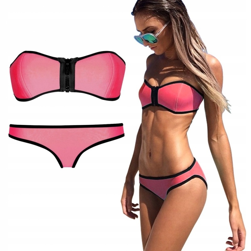 NEONOWY STRÓJ KĄPIELOWY BIKINI M/L SIWIEC neon HIT6 Materiał dominujący nylon