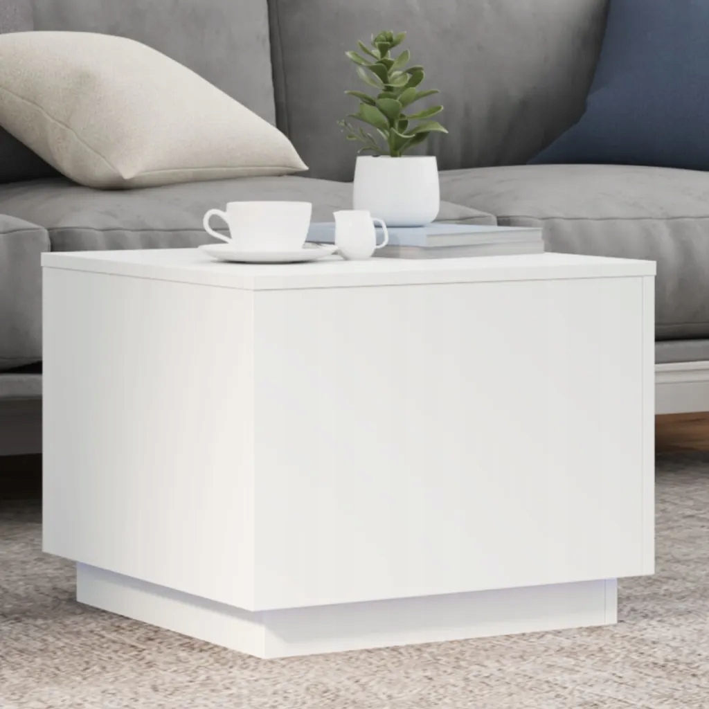 vidaXL Konferenční stolek s Led osvětlením bílý 50 x 50 x 40 cm