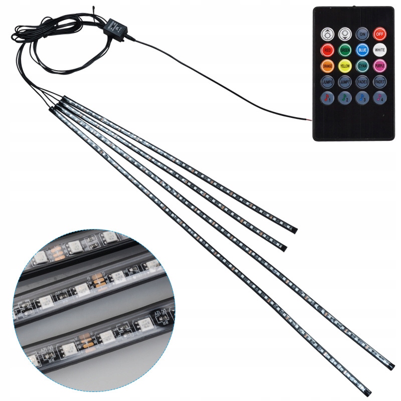 LED Neon do Podwozia Auta RGB 90+120cm IP68 Pilot Bluetooth Aplikacja