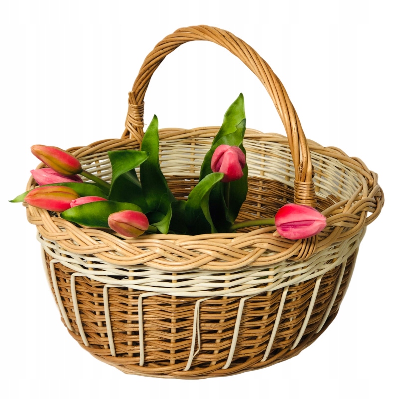 KOSZ OWALNY KOSZYK WIKLINOWY PLECIONY NA WIELKANOC ŚWIĘCONKA Marka inna