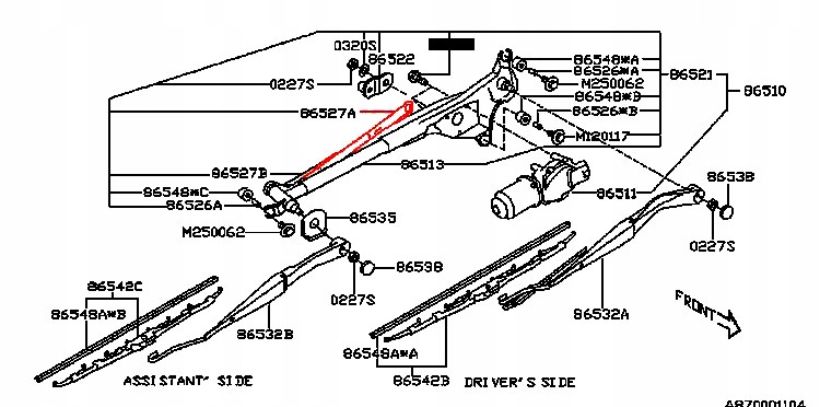 SUBARU FORESTER 02- CIĘGNO MECHANIZMU WYCIERACZEK Producent części Subaru OE
