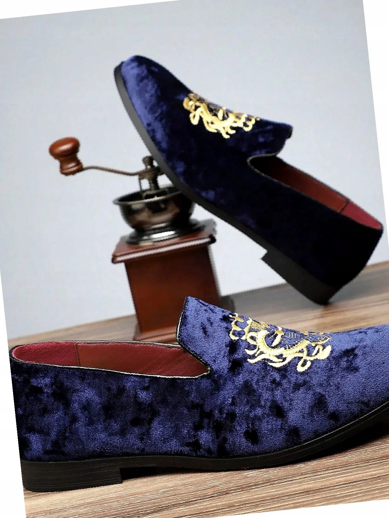 Modré Návštěvní Velurové Zdobené Loafersy Sametové 45