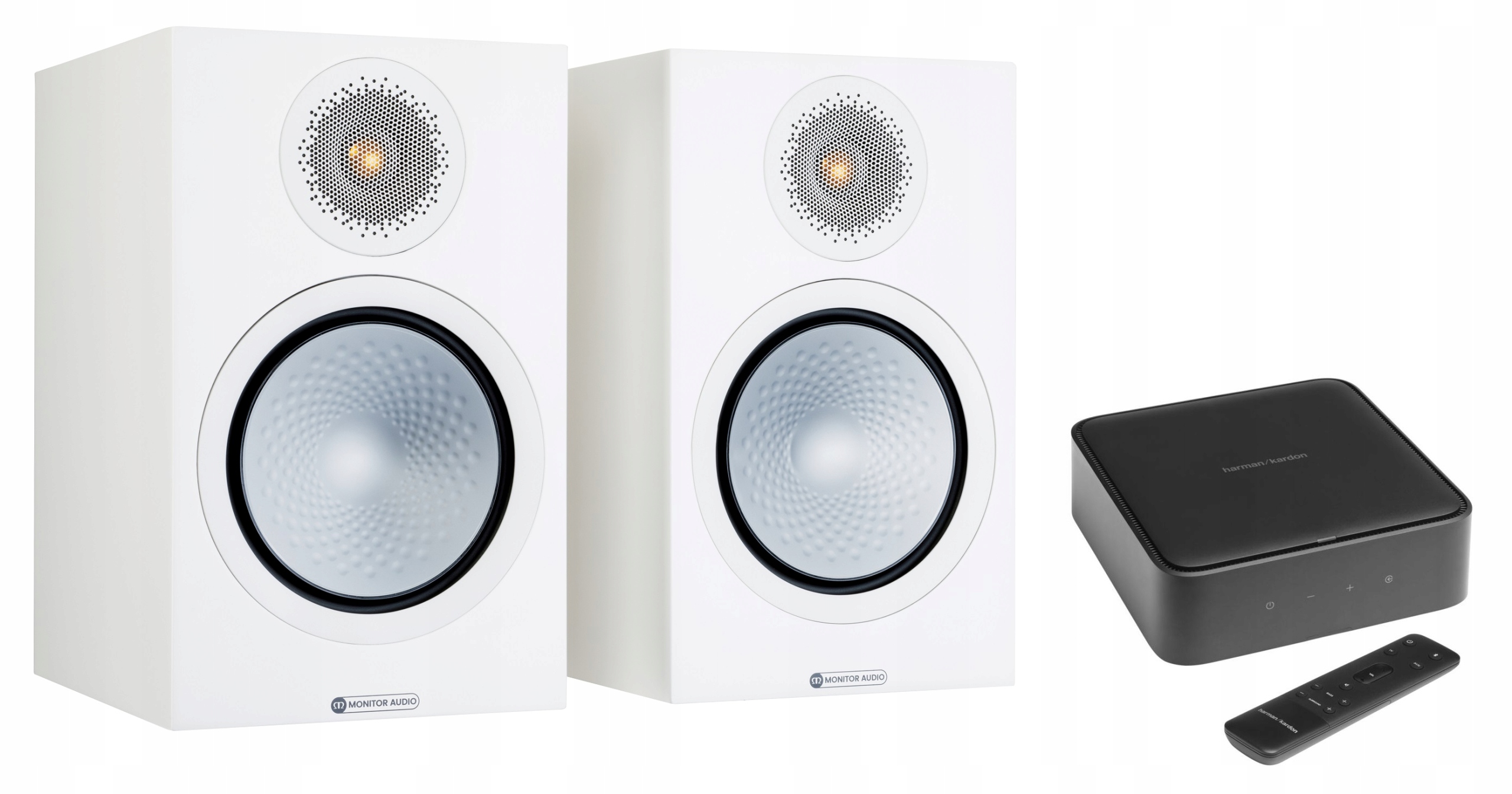 Monitor Audio Stříbrný 100 Bílý Harman Kardon Amp Sada Vše V Jednom