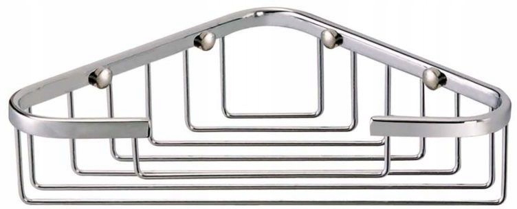 Rohový košík pod sprchu, koupelnová polička, chrom