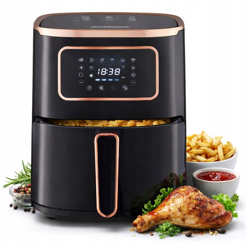 Duża Beztłuszczowa Frytkownica Air Fryer 5L Airfryer 1450W 6 Programów XL