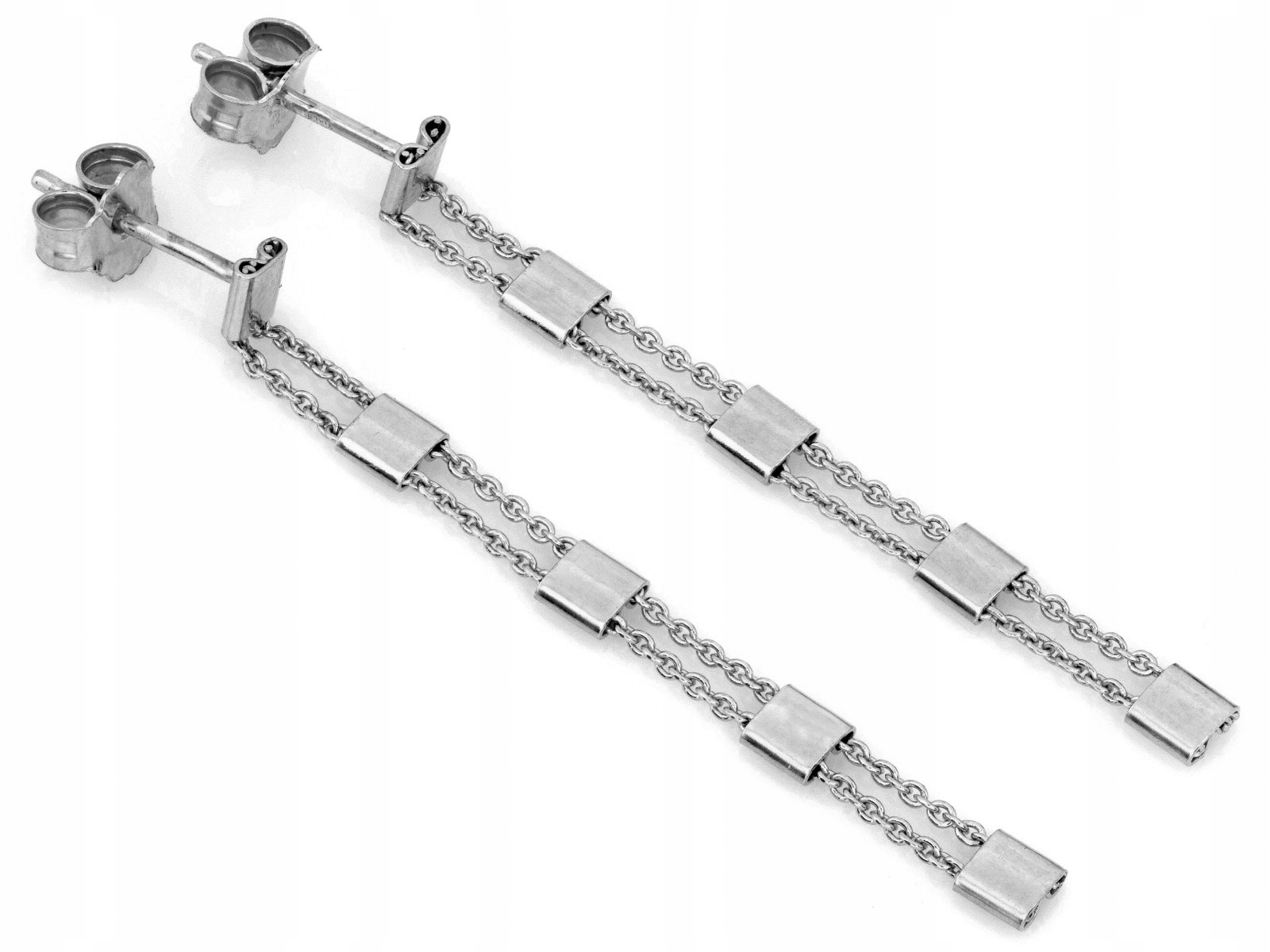 Stříbrné náušnice 925 s řetízky, dlouhé 48.4 mm, 1.74 g, visící jako dárek