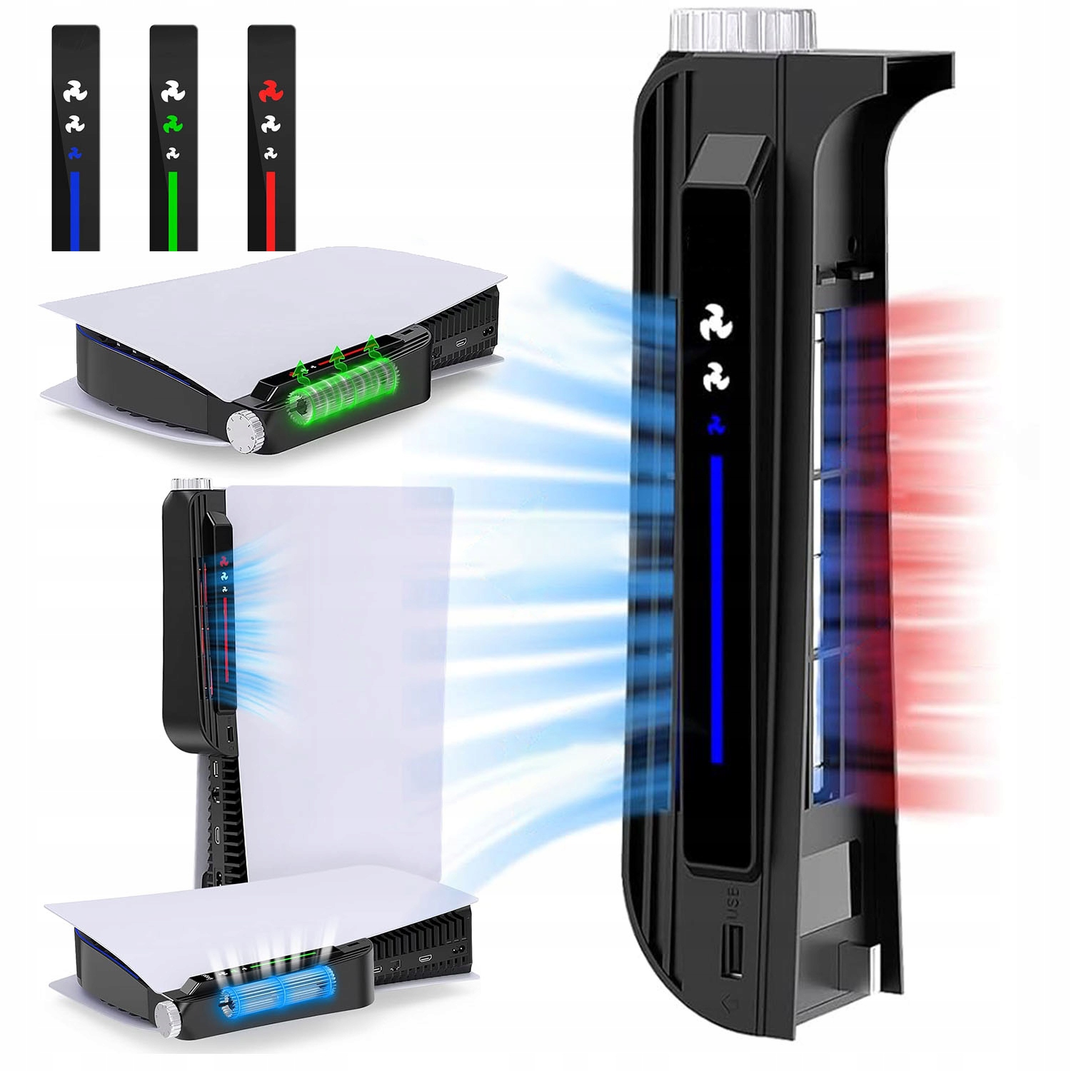 Wentylator Chłodzący Zewnętrzny Do Sony Playstation 5 PS5 +wskaźnik Led Usb