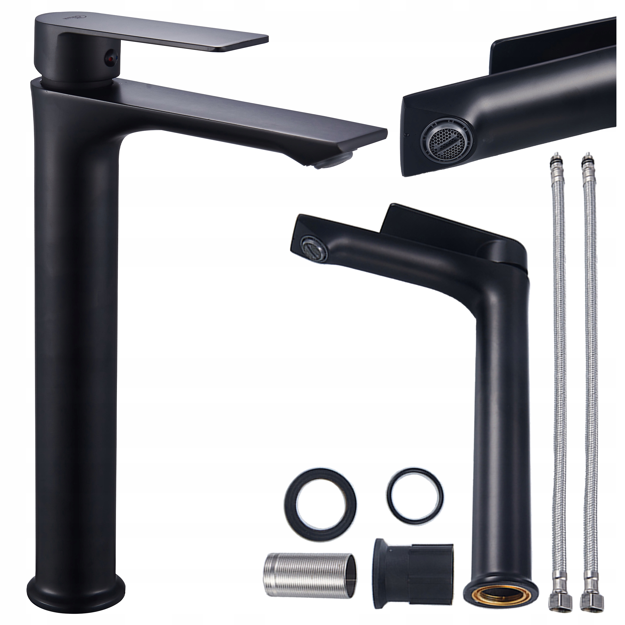 Koupelnová Umyvadlová Baterie Vysoká Stojící Na Desku Baterie Fargo-h Černá