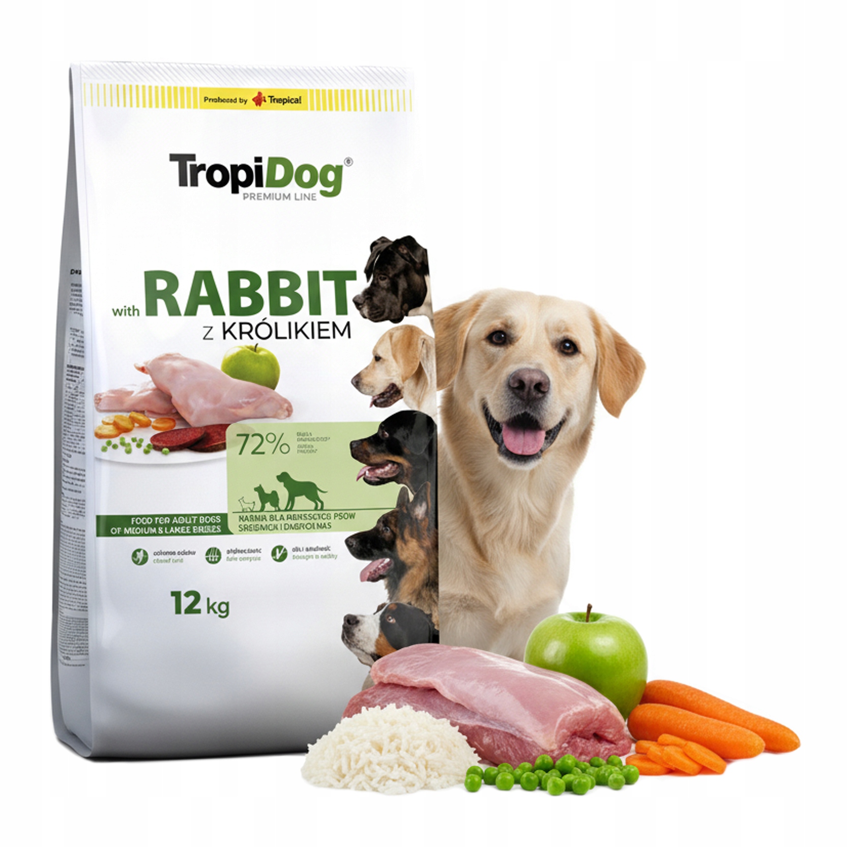 Tropidog Rabbit Rice 12kg adult Medium Maxi duże i średnie rasy