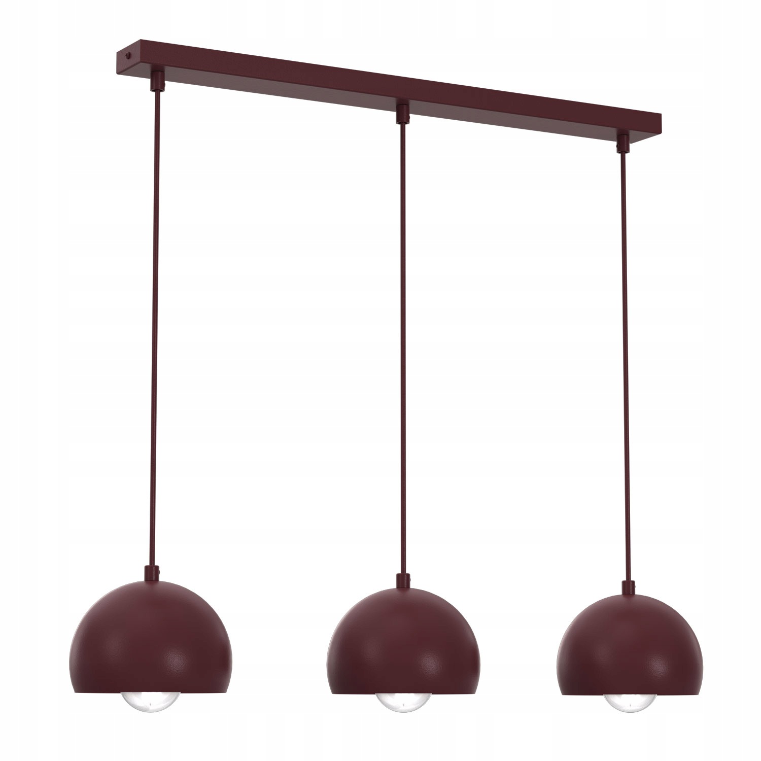 Lampa wisząca minimalistyczna bordowa kopuły 3xE27 15W Sool Luminex