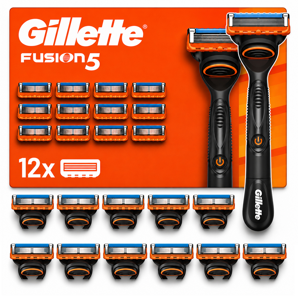 Gillette Fusion 5 Ostrza 12 Wkładów Maszynka Trymer Do Golenia Rączka