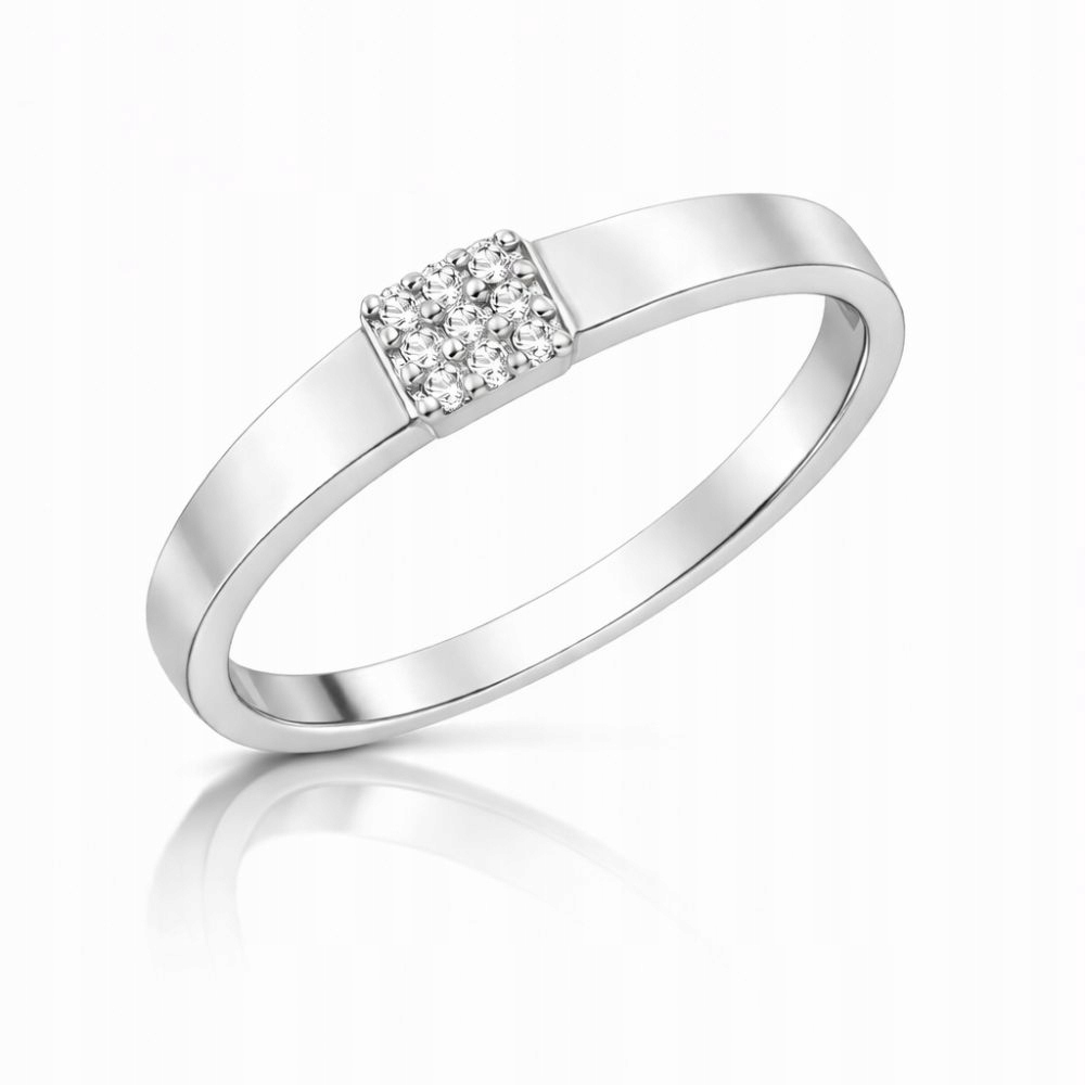 Stříbrný Prsten S Kameny 925 Zirkony Plochý Vzor VEL.10