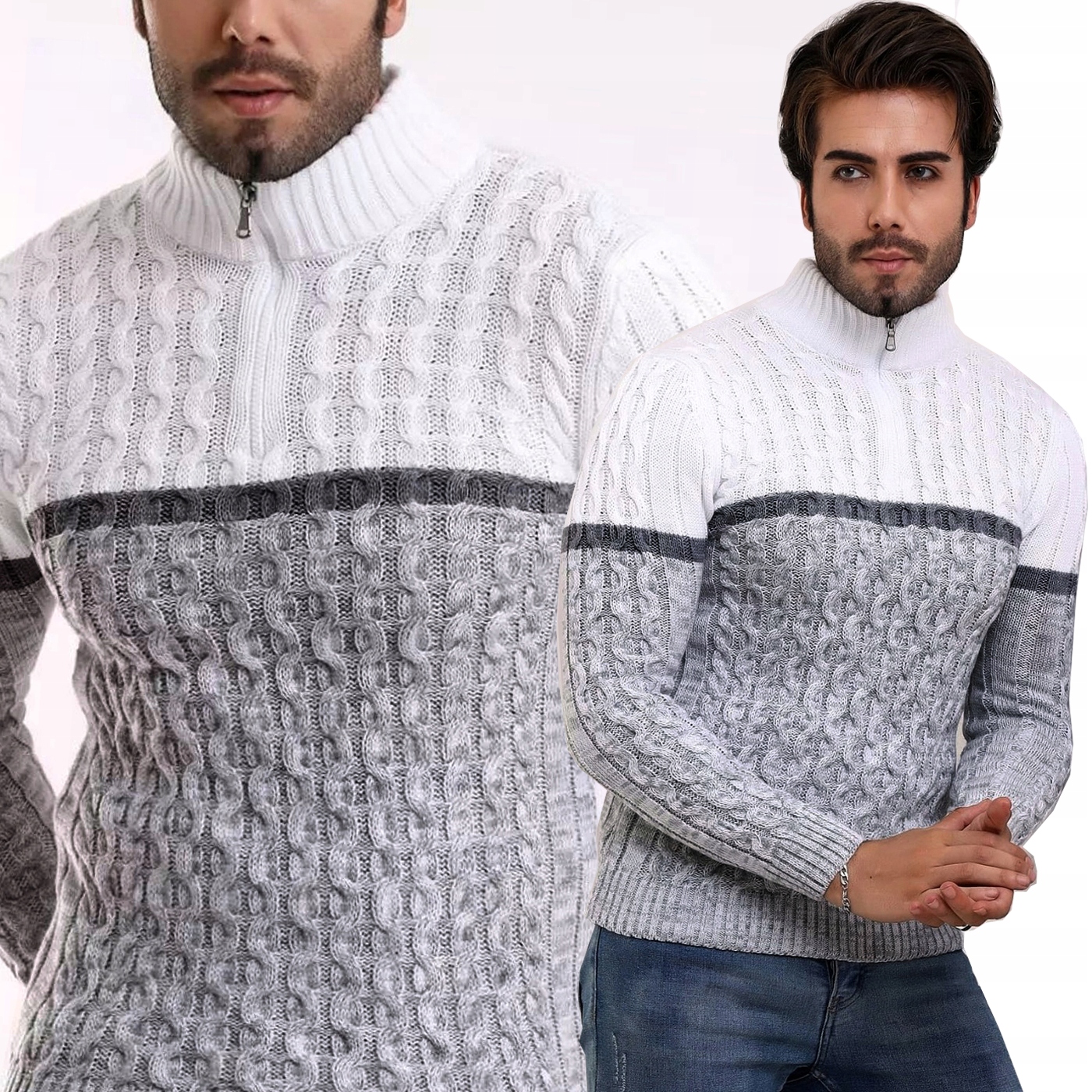 Pánský svetr, silný teplý vlněný rolák Rolák Nákrčník