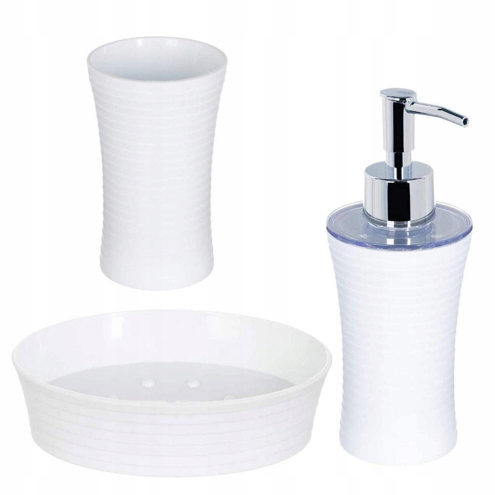 

Dozownik łazienkowy w zestawie Mydelniczka Kubek