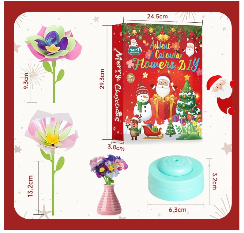 Адвент-календарь Цветы, конструктор своими руками, 24 набора цветов, от 6 лет