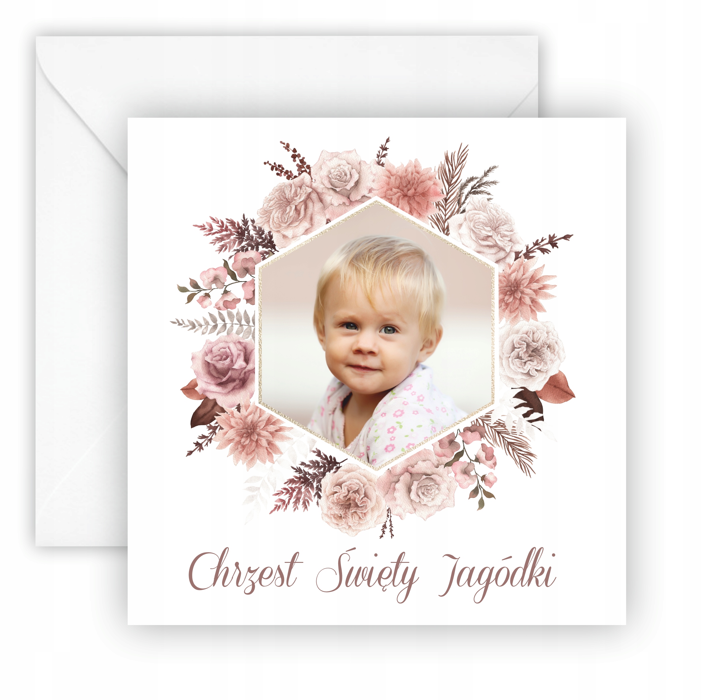 ZAPROSZENIA NA CHRZEST - ZE ZDJĘCIEM - BOHO - IMIĘ Rodzaj chrzest