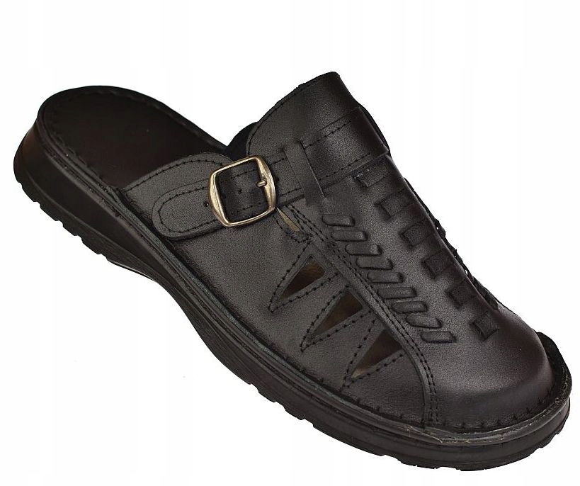 Velké pánské pantofle kožené pantofle Polské kožené KLS-027 bk vel