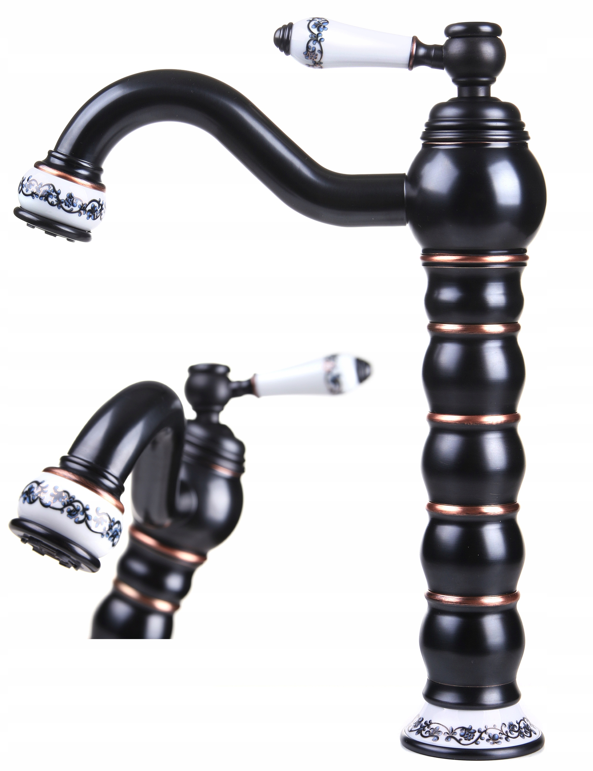 BATERIA UMYWALKOWA STOJĄCA RETRO WYSOKA CZARNA ORB