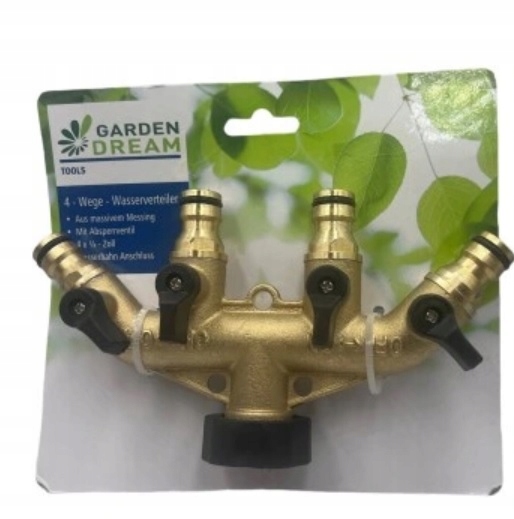 Rozdzielacz Ogrodowy Z Zaworami Mosiężny 4x 3/4 Kran 4-DROŻNY Trójnik