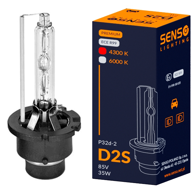 Żarnik Senso D2S 4300K Xenon Homologacja E4 Premium Ciepła Biel
