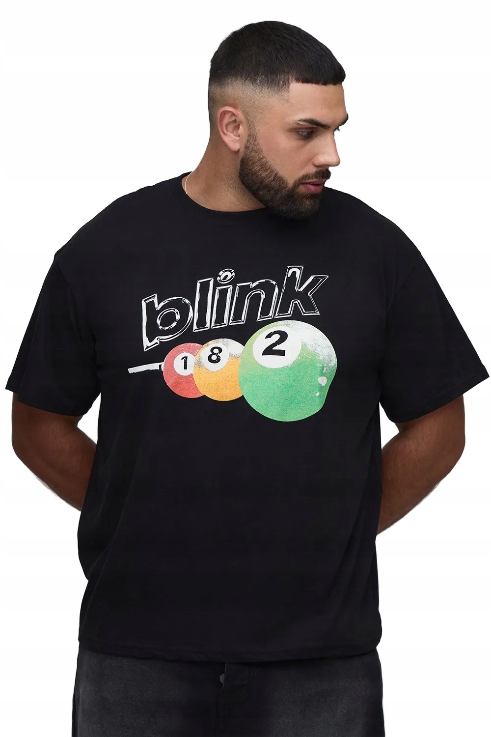 Boohooman Černé Pánské Tričko Plus Size Potisk Kulečníkové Koule 4XL Z3A