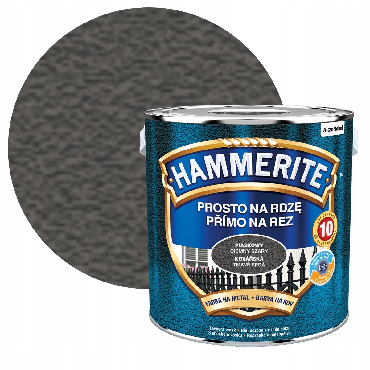 Hammerite Na Rdzę Piaskowy Ciemny Szary 2,5L