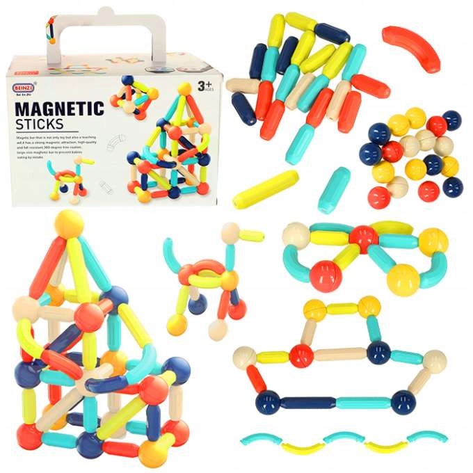 KLOCKI MAGNETYCZNE KONSTRUKCYJNE EDUKACYJNE MAGNETIC STICKS XXL