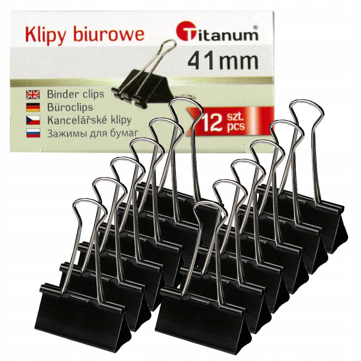 

Klipy biurowe klip klipsy klamry czarne 41mm 12szt