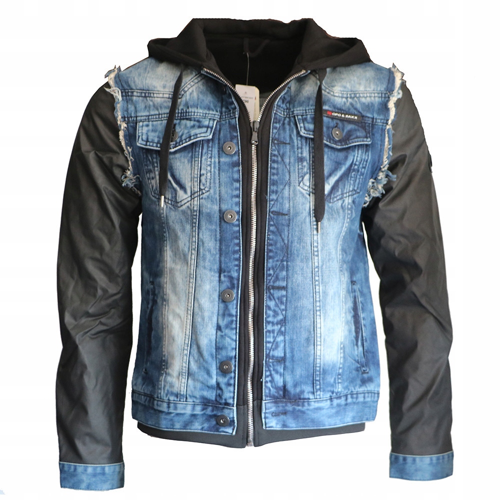 Cipo & Baxx bunda pánská C1290 jeans s kapucí XL jeans